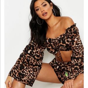 BooHoo Leopard Bardot Beach top